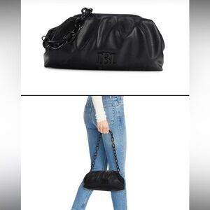 Badgley Mischka Ruched Convertible Clutch designer black hand-bag